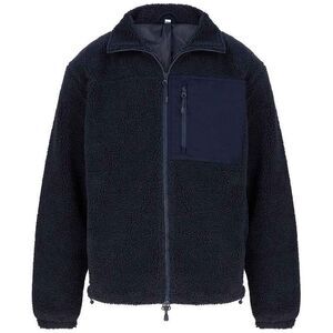 Front Row Unisex Adult Sherpa Recycled Fleece Jacket / Navy